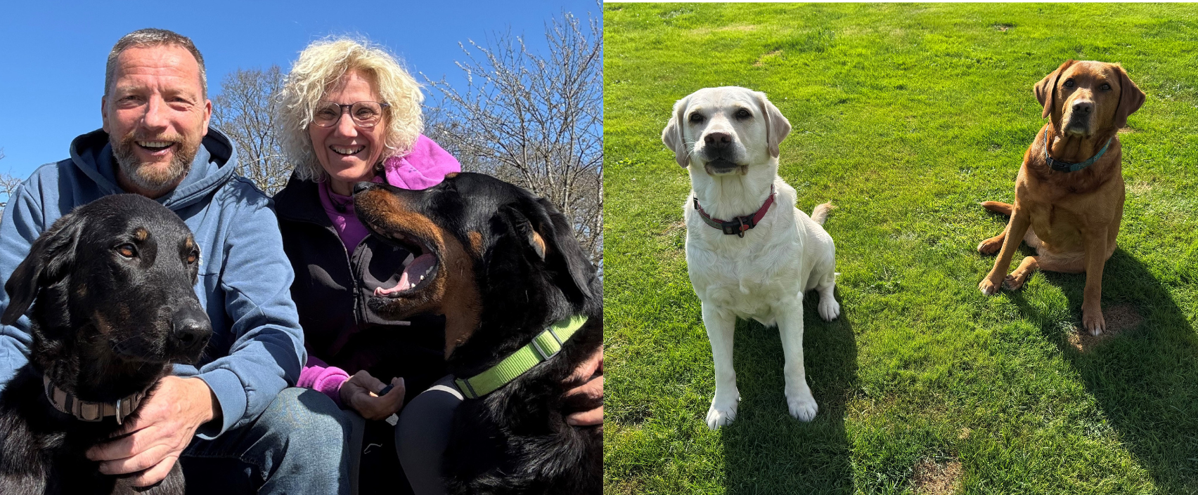 Anja u. Lars mit (von links) Bisou, Padmé, Ella und Ruby